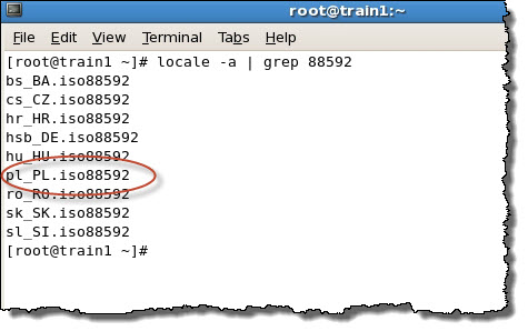 The screenshot shows an example of using the locale command to check available encodings on a Linux server.