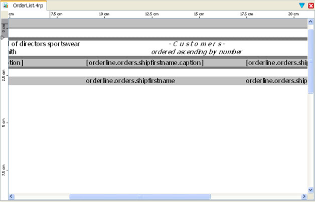 This figure is a screenshot of the Report Designer work area.